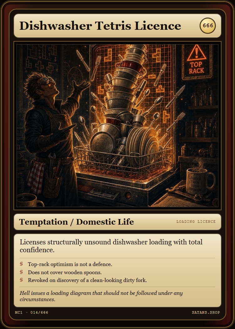 Dishwasher Tetris Licence card