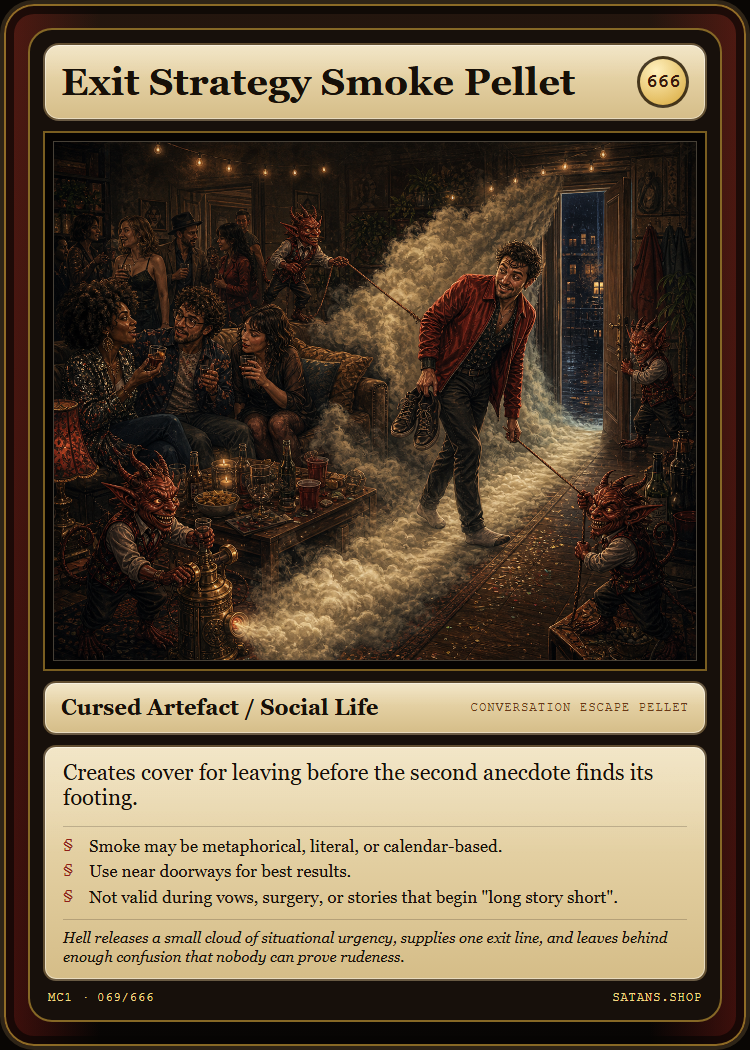 Exit Strategy Smoke Pellet card