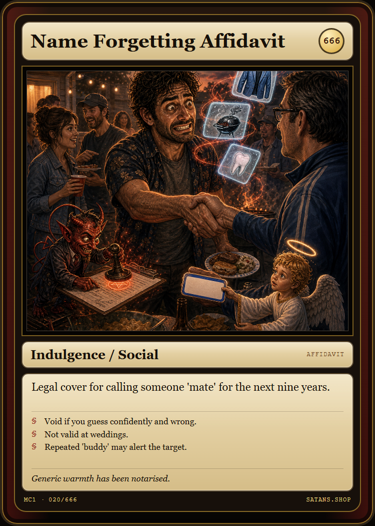 Name Forgetting Affidavit card