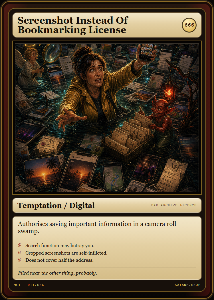 The Screenshot Instead Of Bookmarking License card
