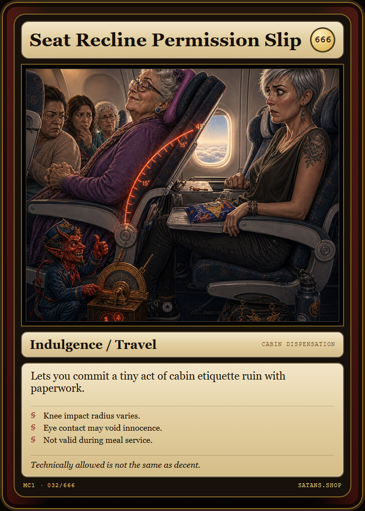 Seat Recline Permission Slip card