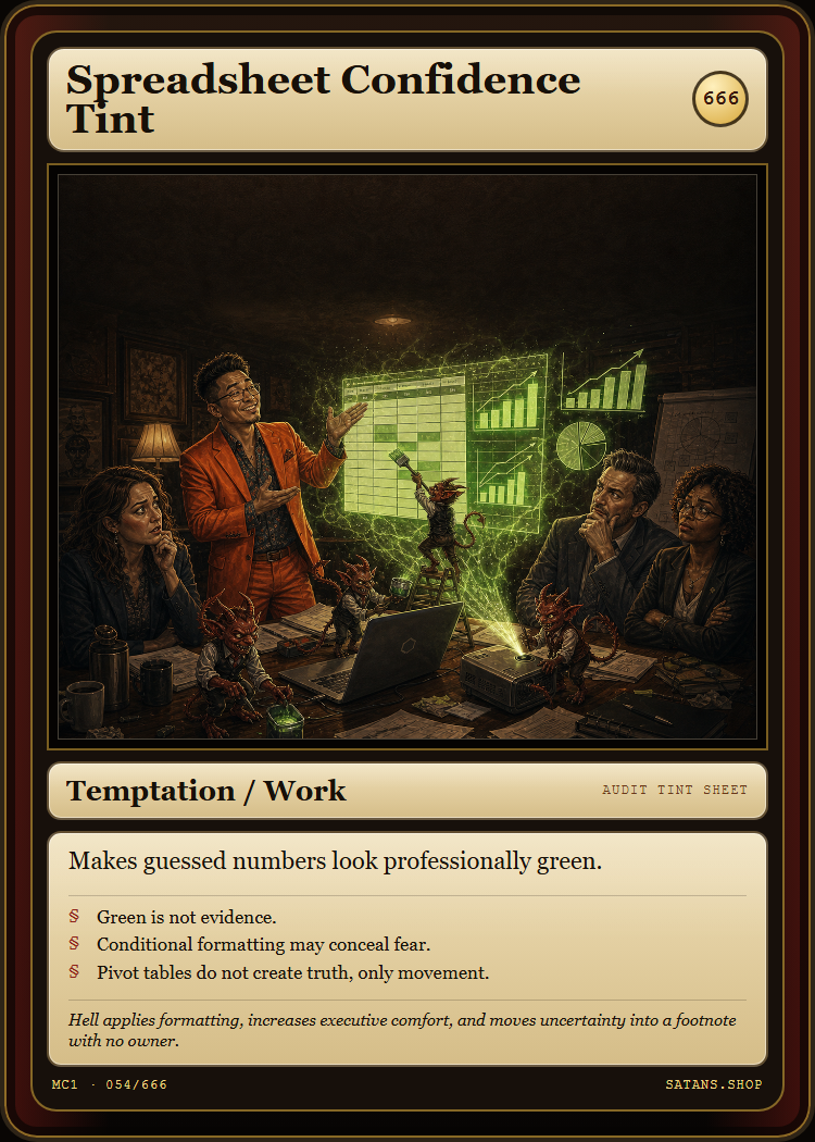 Spreadsheet Confidence Tint card