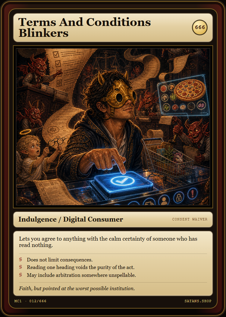 Terms And Conditions Blinkers card