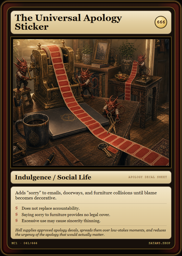 The Universal Apology Sticker card