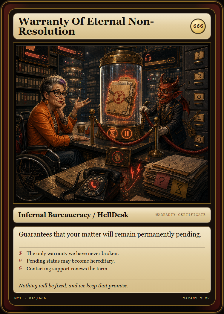 Warranty Of Eternal Non-Resolution card