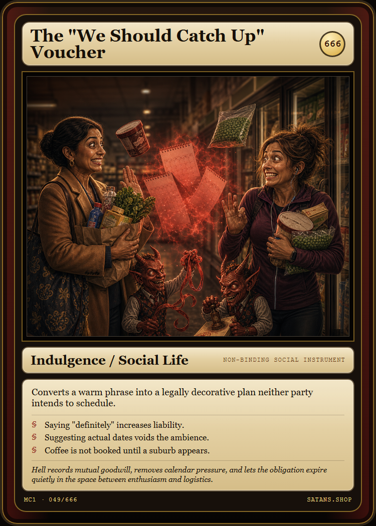 The "We Should Catch Up" Voucher card