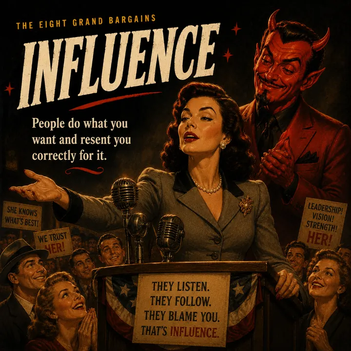 Influence. People do what you want and resent you correctly for it.