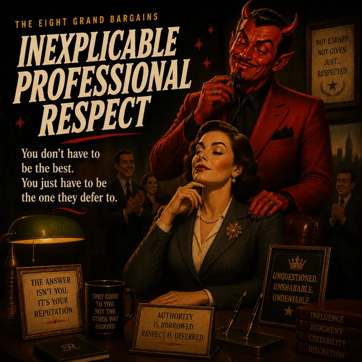 Inexplicable Professional Respect. Everyone assumes you're senior. You stop correcting them.