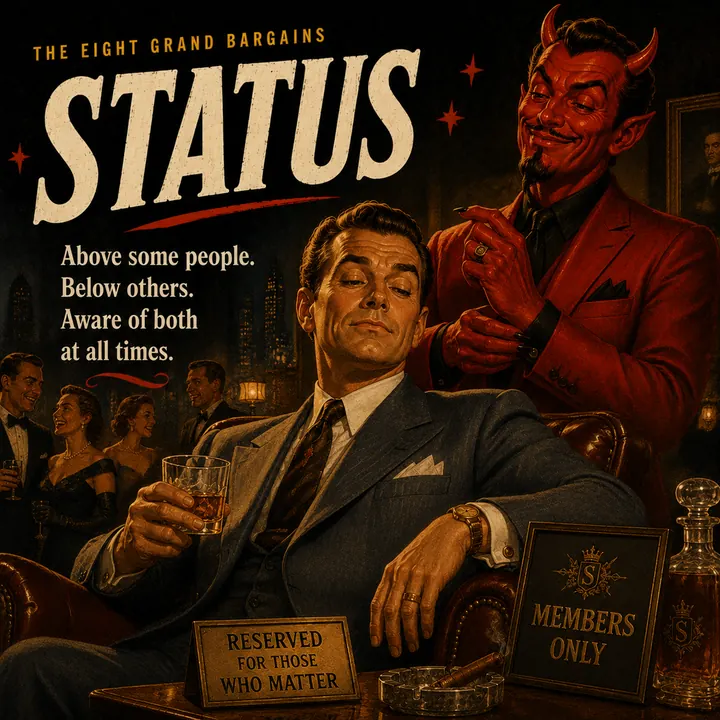 Status. Above some people. Below others. Aware of both at all times.